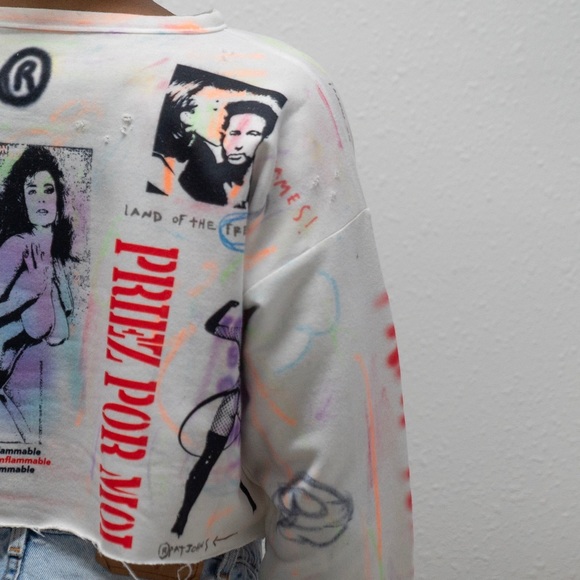 “PrayBoy” Women’s Crop Top Sweater handmade🔥🖼 - Picture 5 of 15